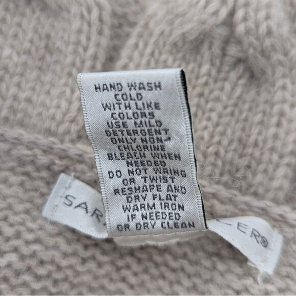 Sarah Spencer Wool Angora Beige Snap Brooch Open Cowl Cardigan Size Small - Picture 3 of 6